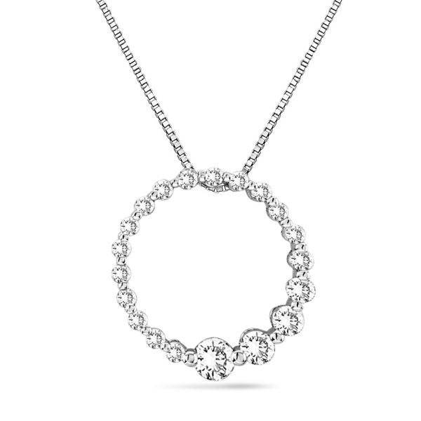 0.50 ct. Natural Circle Diamond Pendant & Chain in 14K White Gold