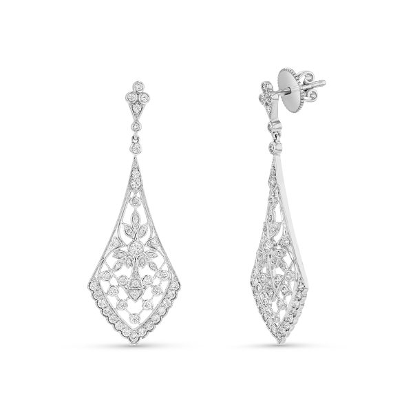 0.94 ct. Natural Diamond Dangling Earrings in 18k White Gold