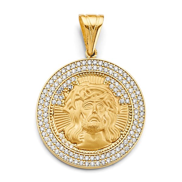 1.00 ct. Round Lab Diamonds Jesus Face Pendant in 14k Yellow Gold