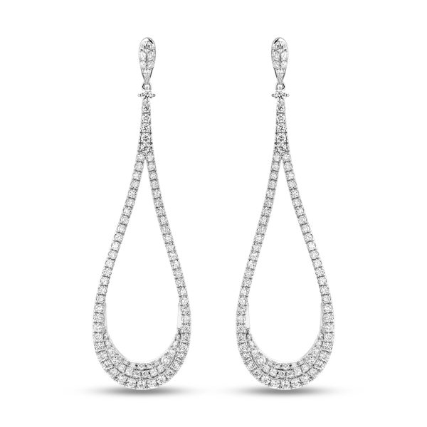 1.63 ct. Natural Diamond Rear Drop Dangling Earrings in 18k White Gold