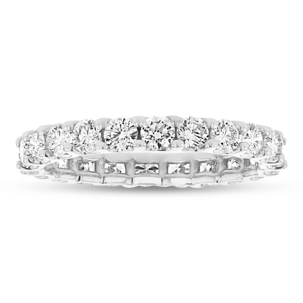 1.80 ct. U Shaped Round Natural Diamonds Eternity Ring in 14k White Gold