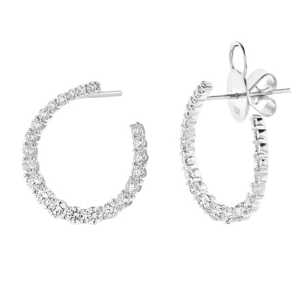 1.91 ct. Natural Diamond Hoop Earrings in 18k White Gold