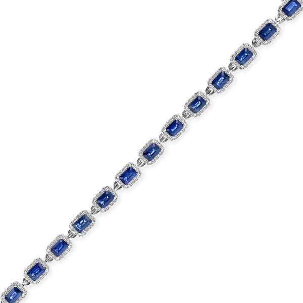 12.41 ct. Natural Sapphire's & Diamonds Bracelet in 14k White Gold - Image 2