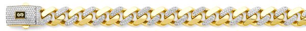 14K Yellow Gold 9.5 mm Miami Cuban CZ Link Bracelet 8.5"