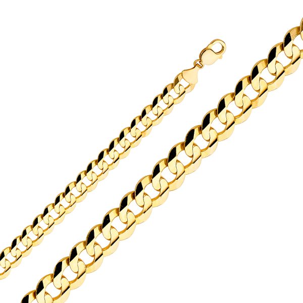 14K Yellow Gold 12.2mm Cuban Concave Chain Bracelet 8.5"