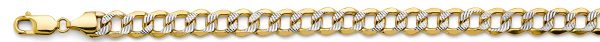 14K 2 Tone Gold 8.9 mm Hollow Beveled Curb Link Chain 26"