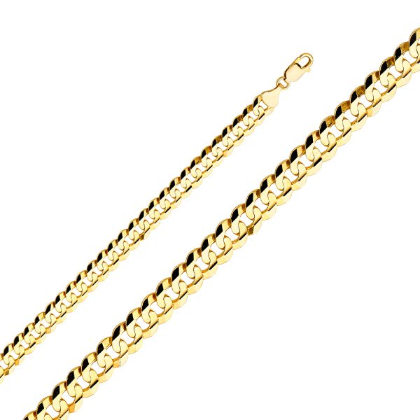 14K Yellow Gold 9.8mm Cuban Concave Chain Bracelet 8.5"