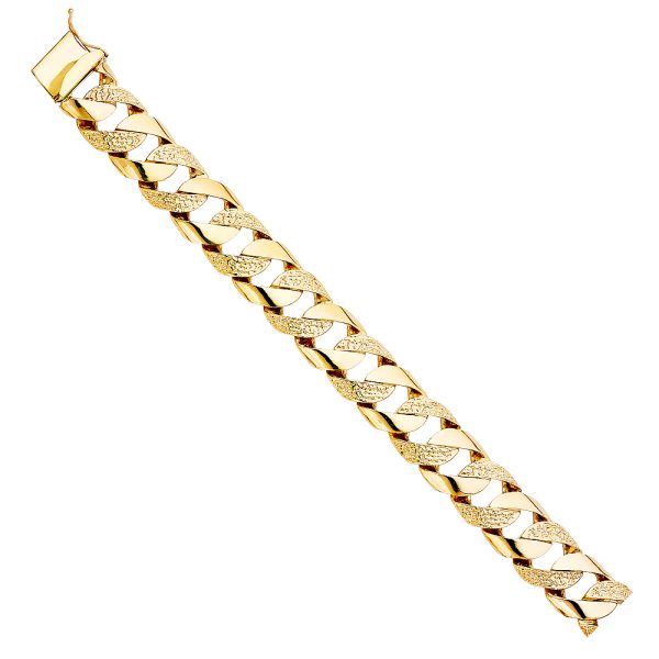 Men's 18mm Cuban Link Nugget Bracelet in Solid 14k Yellow Gold