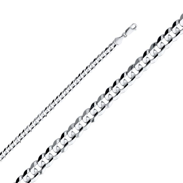 14K White Gold 5.9 mm Cuban Concave Chain 20"