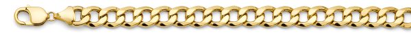 14K Yellow Gold 10.9 mm Hollow Beveled Curb Chain 24"