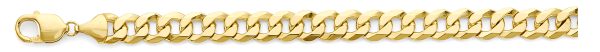 14K Yellow Gold 8.0 mm Solid Beveled Curb Chain Bracelet 8.5"