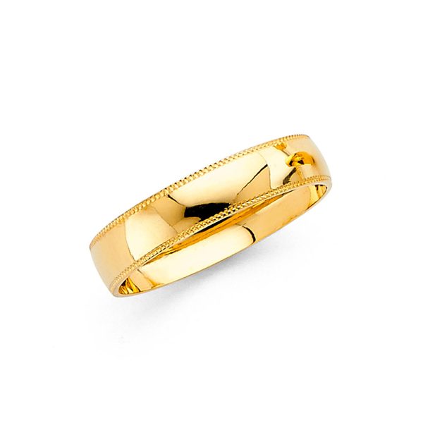 14K Yellow Gold 4mm Women's Milgrain Wedding Band - Size 7.0