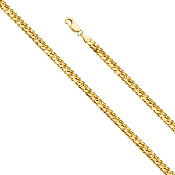 14K Yellow Gold 4.0 mm Solid Miami Cuban Bracelet 7.5"