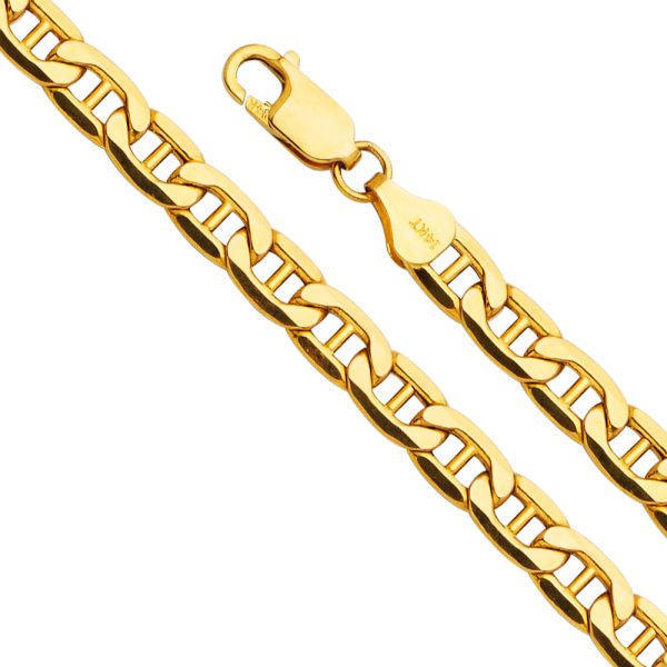 14K Yellow Gold 6.2 mm Hollow Mariner Bevel Chain 20"