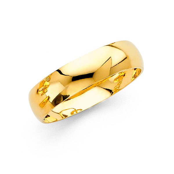 14K Yellow Gold Men's 6.0 mm Polished Wedding Band - Size 10