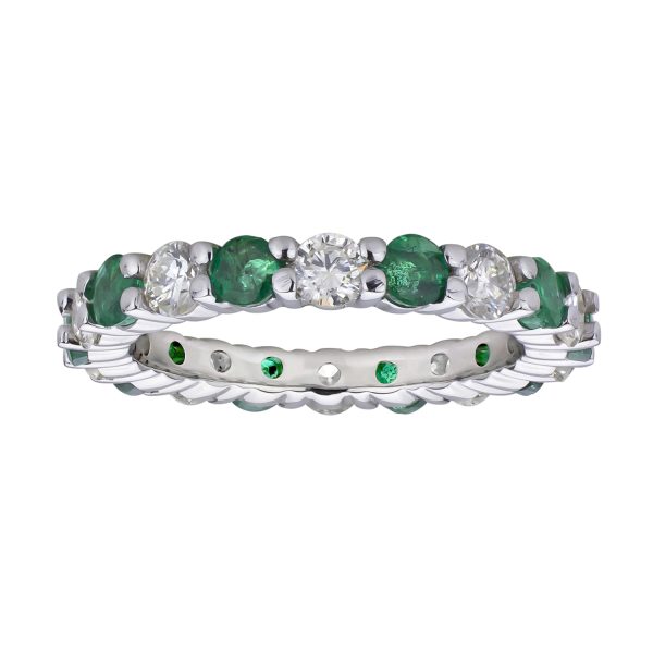 2.00 ct. Natural Diamond and Emerald Eternity Band set in 14k Gold