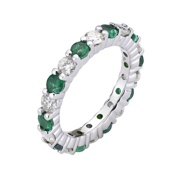 2.00 ct. Natural Diamond and Emerald Eternity Band set in 14k Gold - Image 2