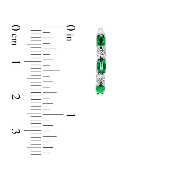 2.00 ct. Natural Diamond and Emerald Hoop Earrings in 14k White Gold - Image 2