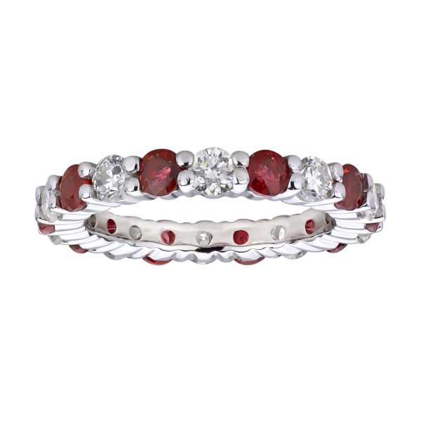 2.20 ct. Natural Diamonds and Heated Ruby Eternity Band set in 14k Gold