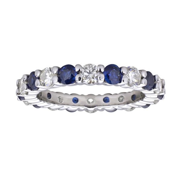 2.20 ct.  Natural Diamond and Sapphire Eternity Band set in 14k Gold