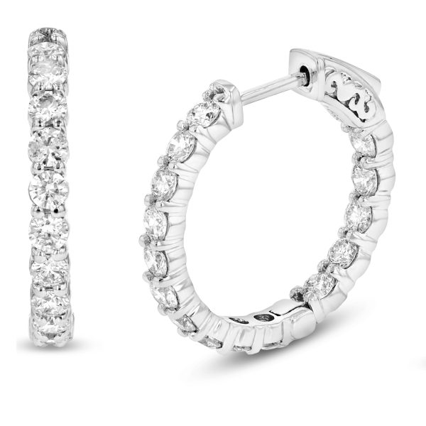 2.50 ct. Natural Diamond Inside-Out Hoop Earrings in 14K White Gold