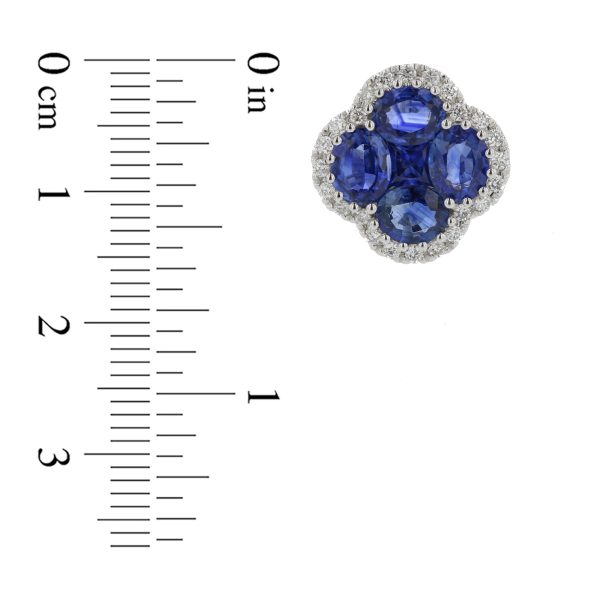 2.77 ct. Natural Diamond and Sapphire Clover Earrings in 18k White Gold - Image 2