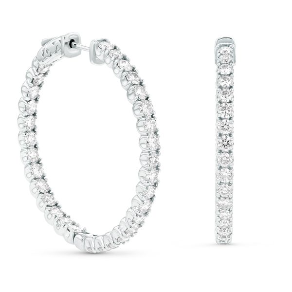 4.00 ct. Natural Diamond Hoop Earrings in 14k White Gold