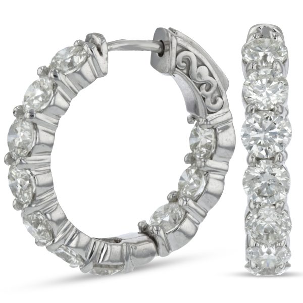 5.00 ct. Natural Diamond Inside Out Hoop Earrings in 14k White Gold