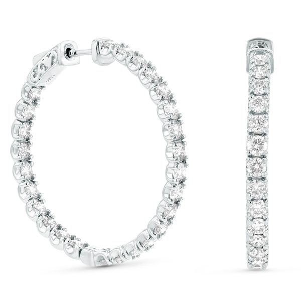 5.00 ct. Natural Diamond Hoop Earrings in 14k White Gold