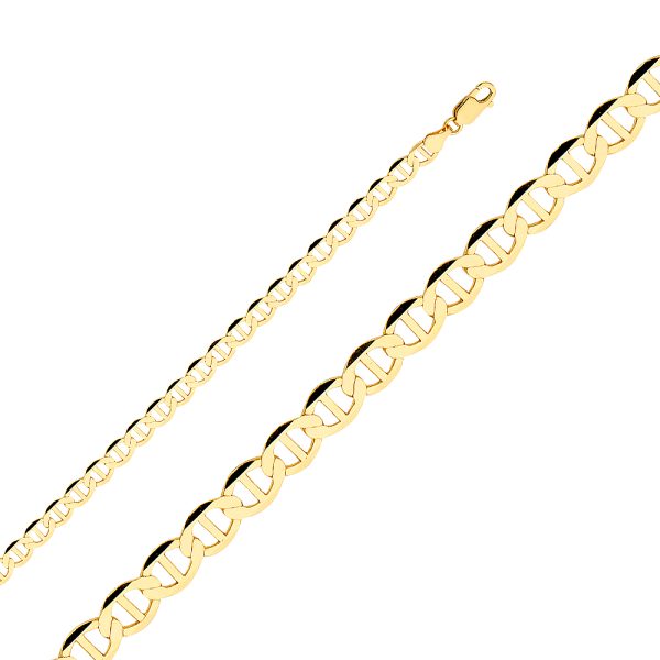 14K Yellow Gold 5.5 mm Flat Mariner Chain 24"