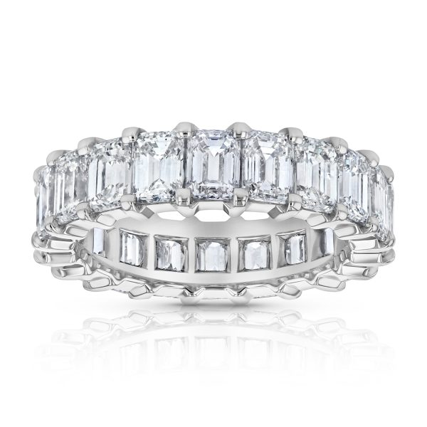 6.13 ct. Emerald Cut Natural Diamonds Eternity Band in 18k White Gold