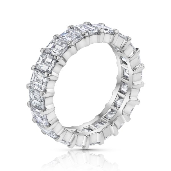 6.13 ct. Emerald Cut Natural Diamonds Eternity Band in 18k White Gold - Image 2