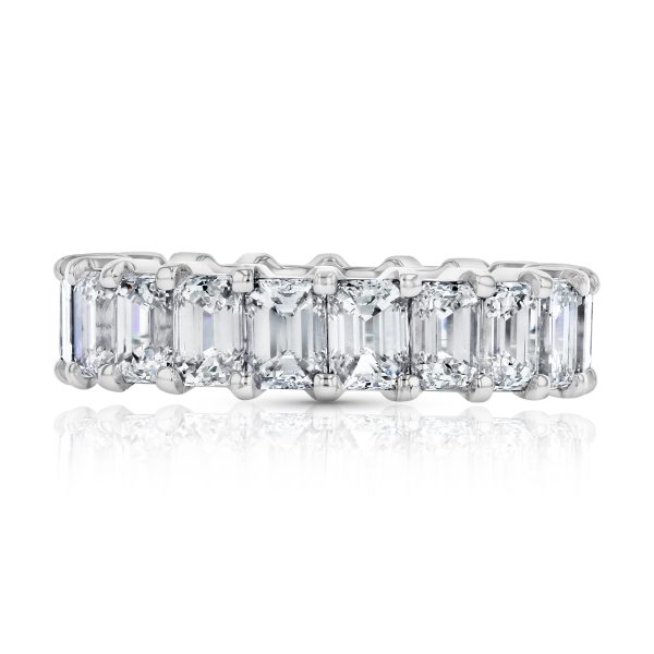 6.13 ct. Emerald Cut Natural Diamonds Eternity Band in 18k White Gold - Image 4