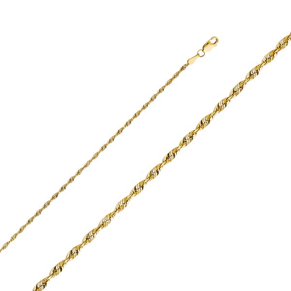 14K Yellow Gold 2.5 mm Rope Chain 16"