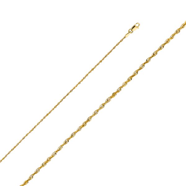 14K Yellow Gold 1.5 mm Rope Chain 18"