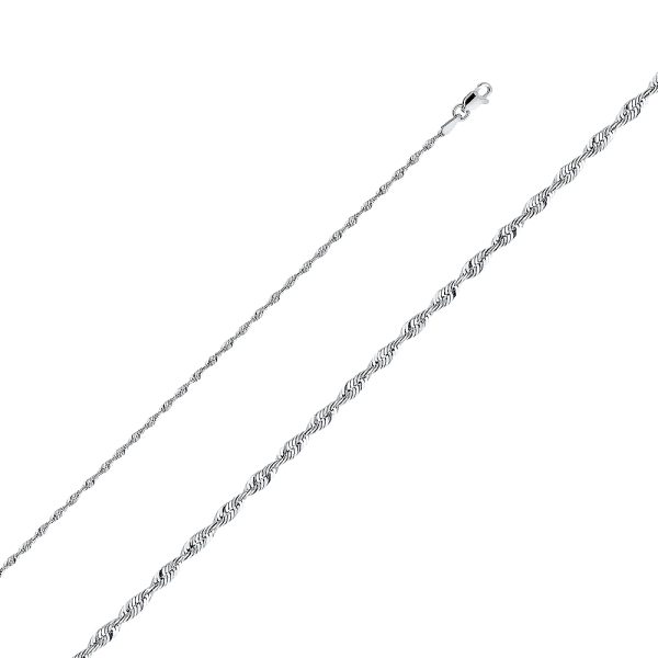 14K White Gold 2.0 mm Rope Chain 18"