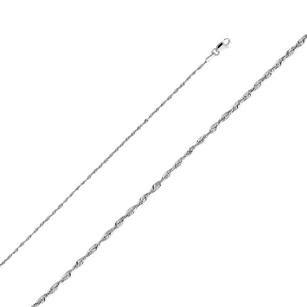 14K White Gold 1.5 mm Rope Chain 16"