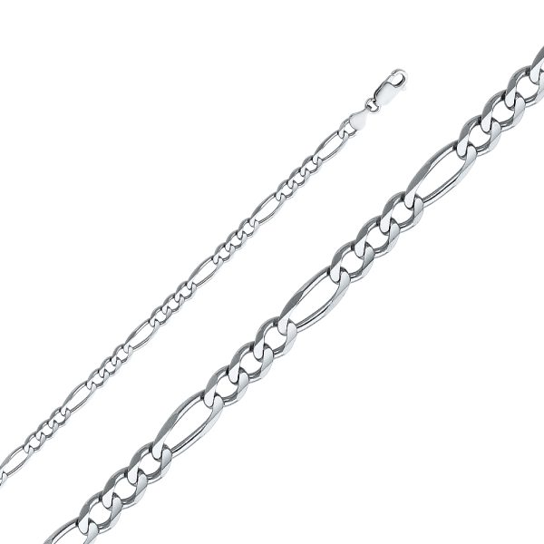 14K White Gold 4.7 mm Figaro 3+1 Concave Chain 20"