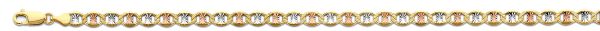 14K Tri Color Gold 4.3 mm Flat Mariner Star Bracelet 7.5"