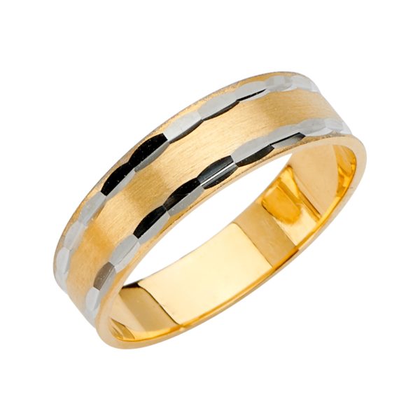 14K 2 Tone White & Yellow Gold 6.0 mm Men's Wedding Band - Size 10.0