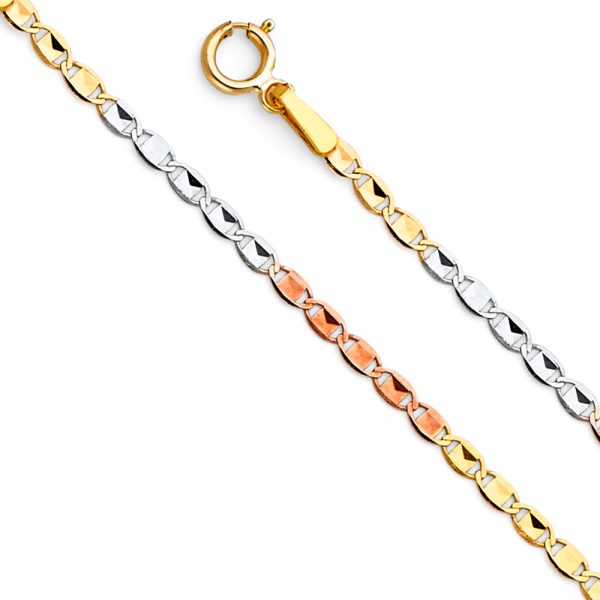 14K Tri Color Gold 1.6 mm Mariner Chain 20"