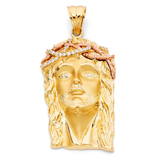 0.45 ct. Jesus Christ Diamond Head Pendant in 14K Two Tone Yellow & Rose Gold