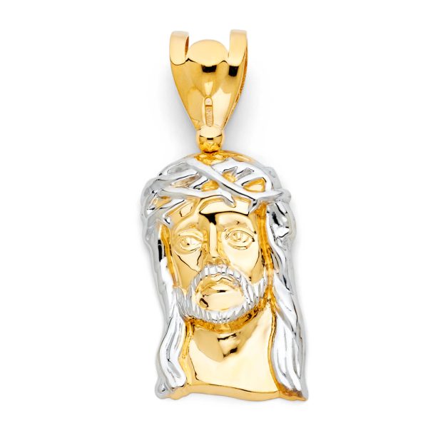 Jesus Christ Head Pendant in Two Tone 14K White & Yellow Gold