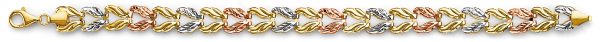 Double Face Gradated Bracelet in 14k Tri Color Gold