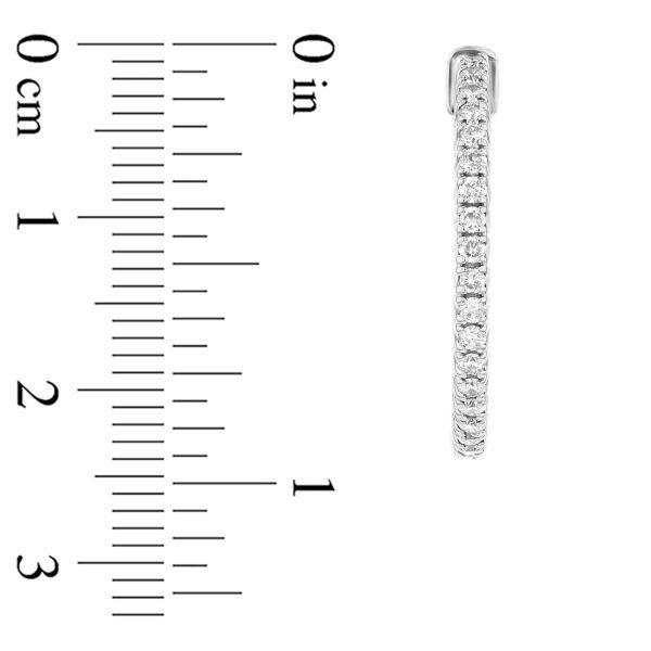 Women's 1.00 ct. Natural Diamonds Hoop Earrings in 14k white Gold - Image 2