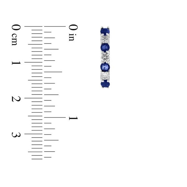 Women's 1.15 ct. Natural Blue Sapphires & Diamonds Hoop Earrings in 14k White Gold - Image 2