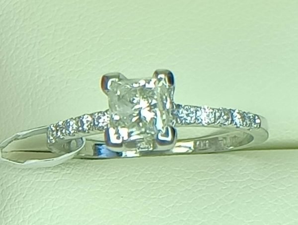 1.20 ct. Natural Diamonds Princess Cut Engagement Ring in 14K White Gold
