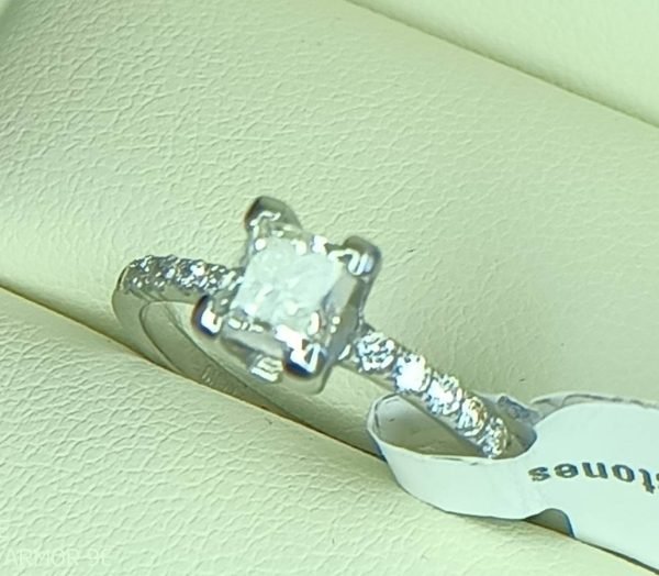1.20 ct. Natural Diamonds Princess Cut Engagement Ring in 14K White Gold - Image 2