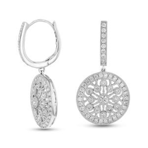 Women's 1.22 ct. Natural Round Diamonds Fashion Earrings in 18k White Gold