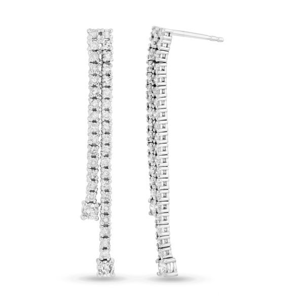 Women's 1.51 ct. Natural Round Diamonds Drop Earrings in 14K White Gold